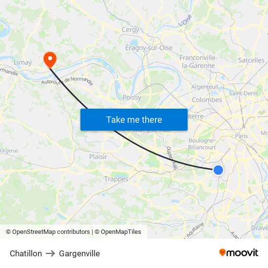 Chatillon to Gargenville map