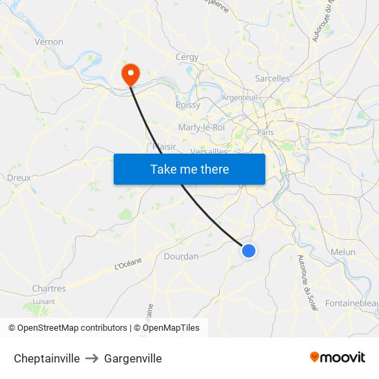 Cheptainville to Gargenville map