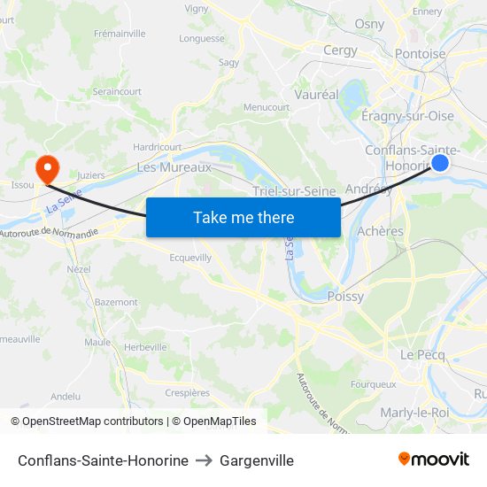 Conflans-Sainte-Honorine to Gargenville map