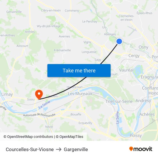 Courcelles-Sur-Viosne to Gargenville map