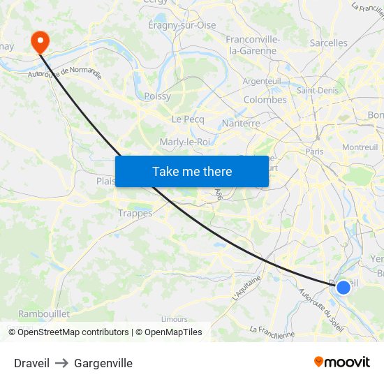 Draveil to Gargenville map