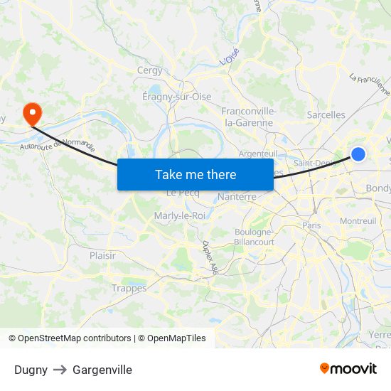 Dugny to Gargenville map