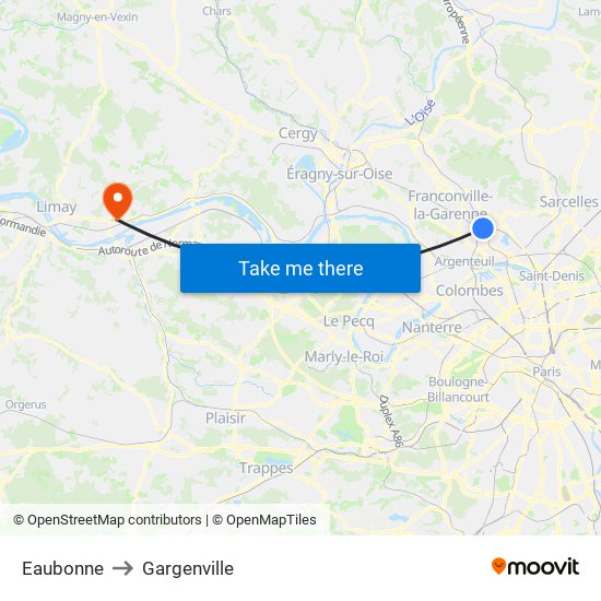 Eaubonne to Gargenville map