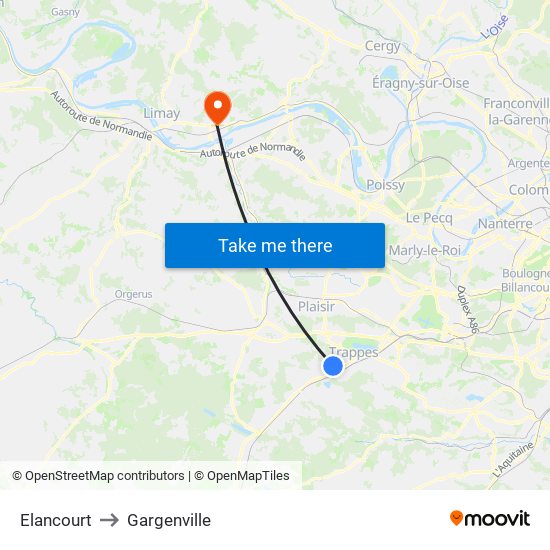 Elancourt to Gargenville map