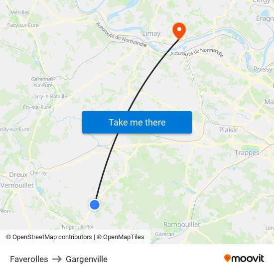 Faverolles to Gargenville map