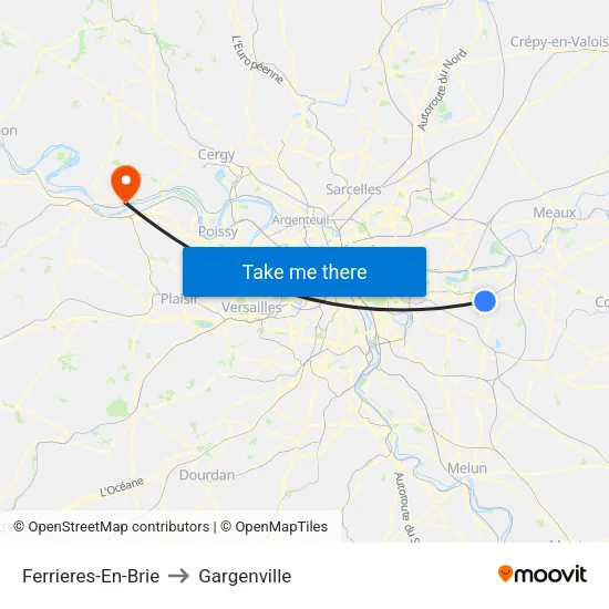 Ferrieres-En-Brie to Gargenville map