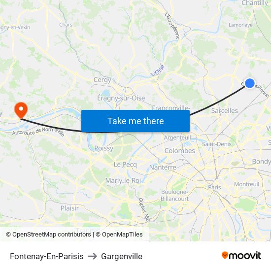 Fontenay-En-Parisis to Gargenville map