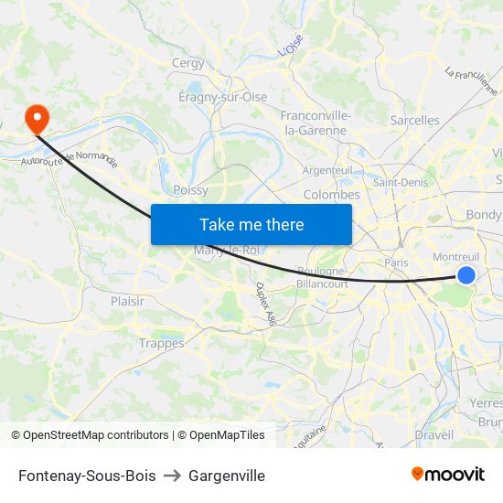 Fontenay-Sous-Bois to Gargenville map