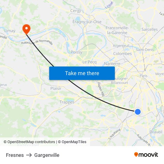 Fresnes to Gargenville map