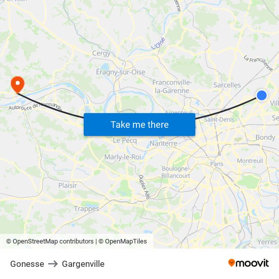 Gonesse to Gargenville map