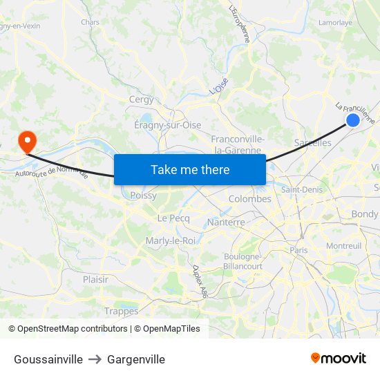 Goussainville to Gargenville map