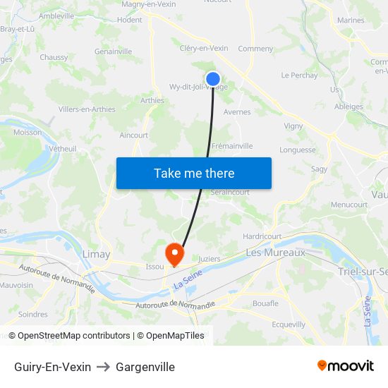Guiry-En-Vexin to Gargenville map