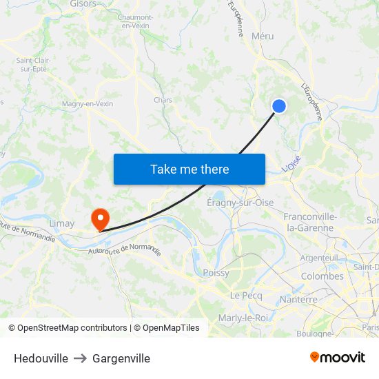 Hedouville to Gargenville map