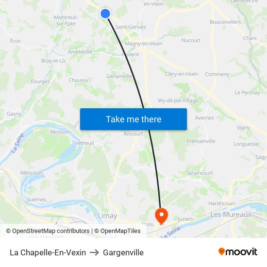 La Chapelle-En-Vexin to Gargenville map