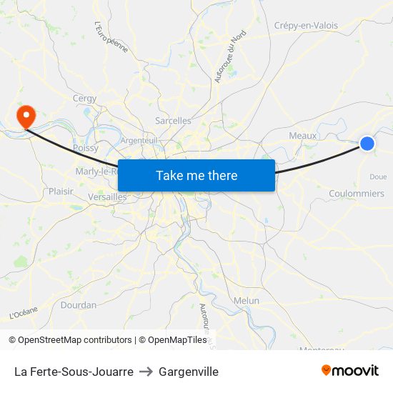 La Ferte-Sous-Jouarre to Gargenville map