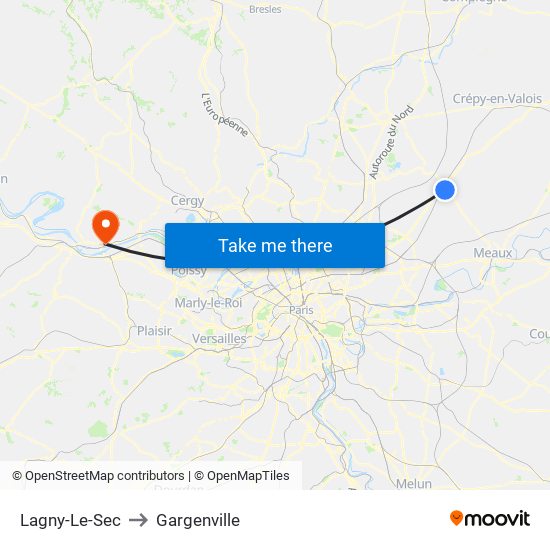 Lagny-Le-Sec to Gargenville map