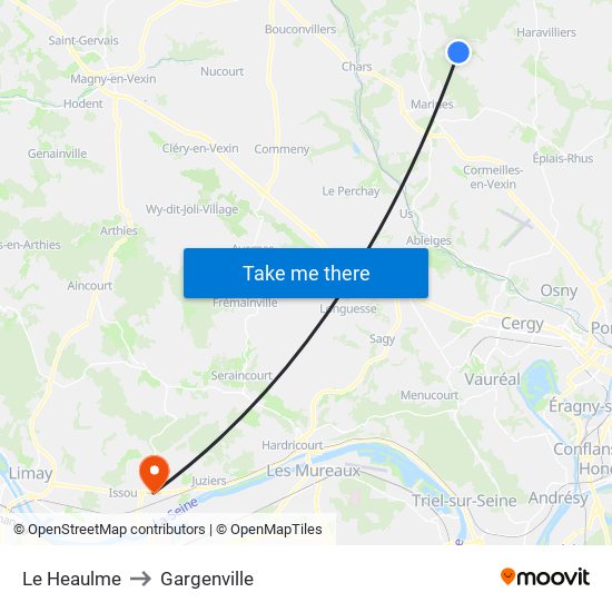 Le Heaulme to Gargenville map