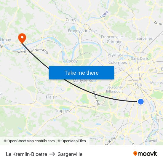 Le Kremlin-Bicetre to Gargenville map