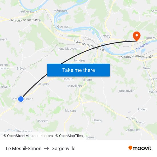 Le Mesnil-Simon to Gargenville map