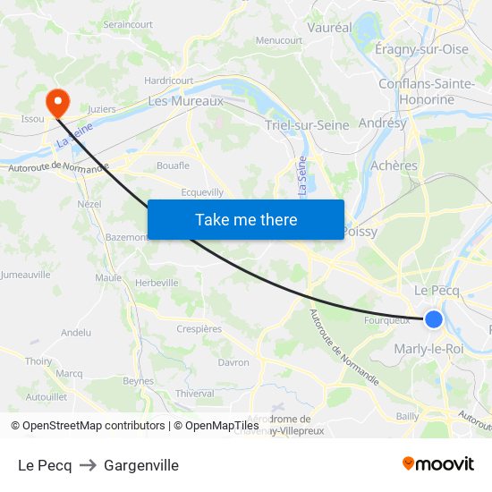 Le Pecq to Gargenville map