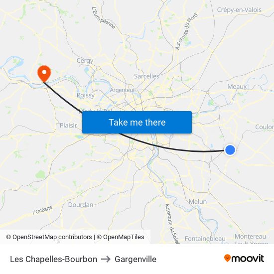 Les Chapelles-Bourbon to Gargenville map