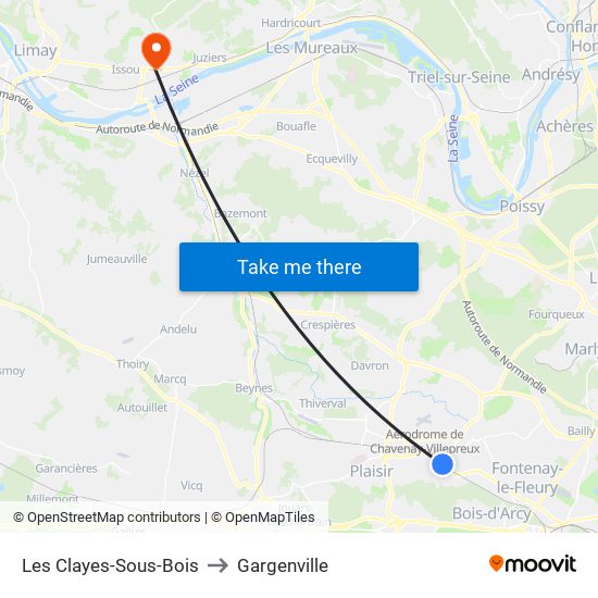 Les Clayes-Sous-Bois to Gargenville map
