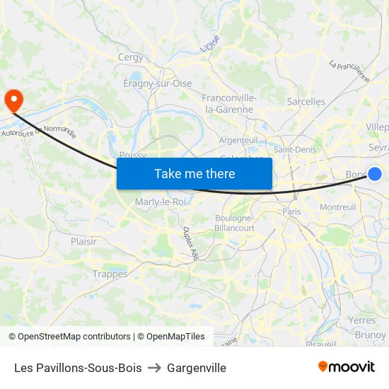 Les Pavillons-Sous-Bois to Gargenville map