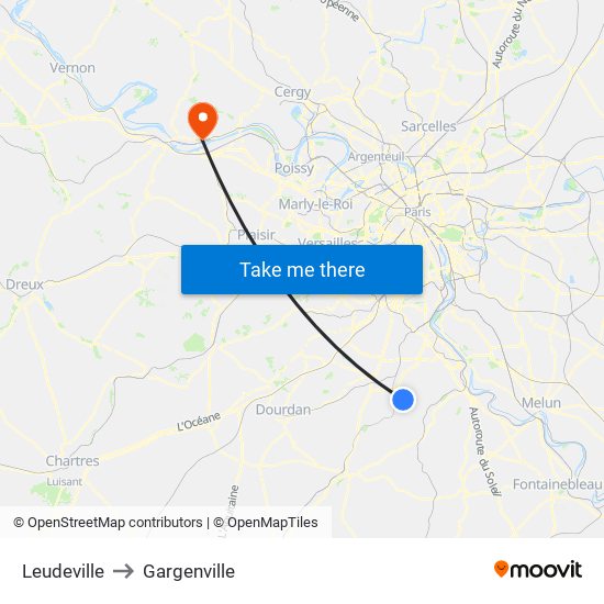 Leudeville to Gargenville map