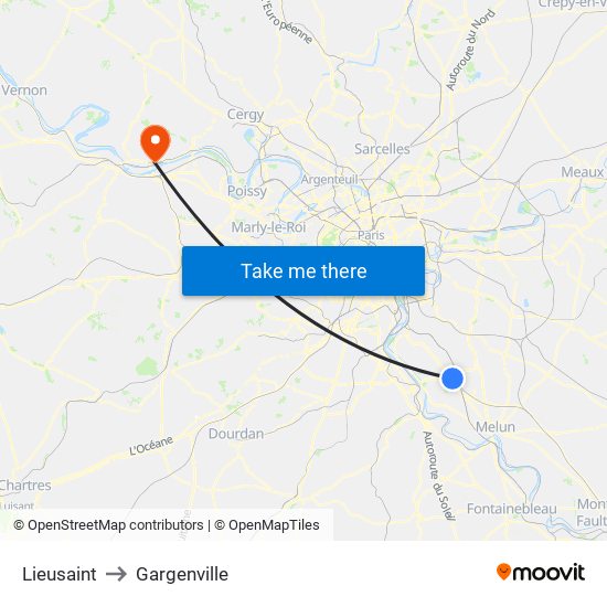 Lieusaint to Gargenville map