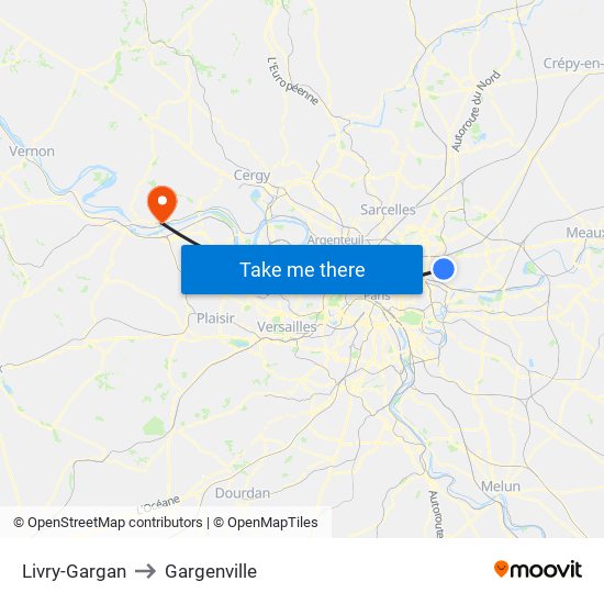Livry-Gargan to Gargenville map