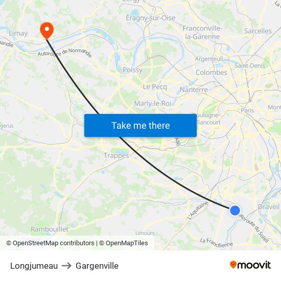 Longjumeau to Gargenville map