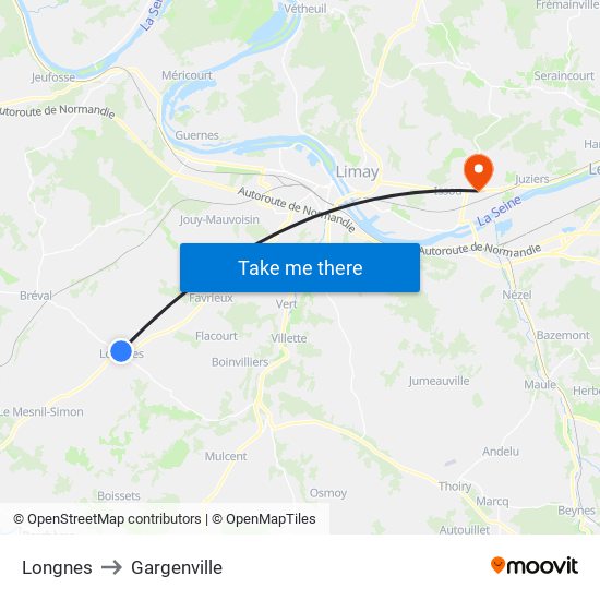 Longnes to Gargenville map