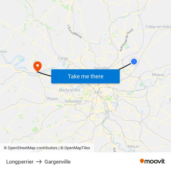 Longperrier to Gargenville map