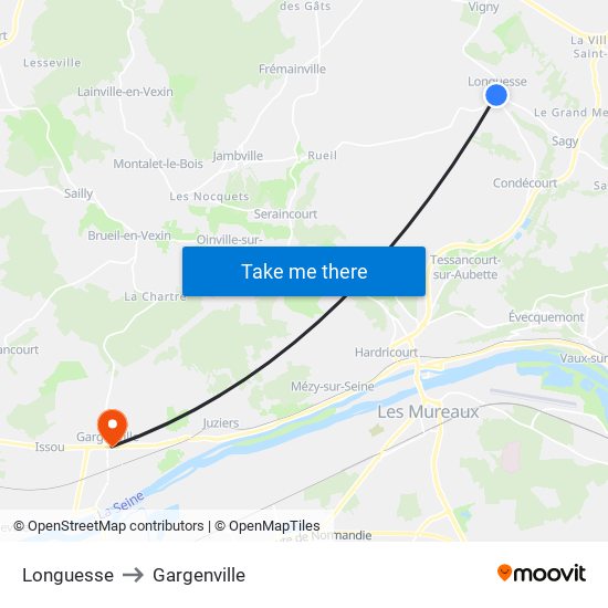 Longuesse to Gargenville map