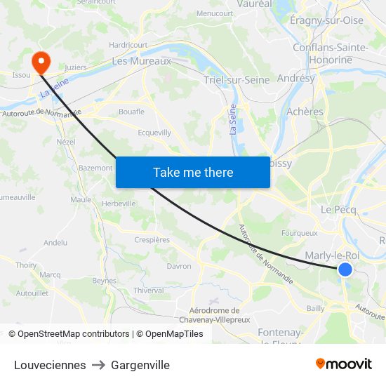 Louveciennes to Gargenville map