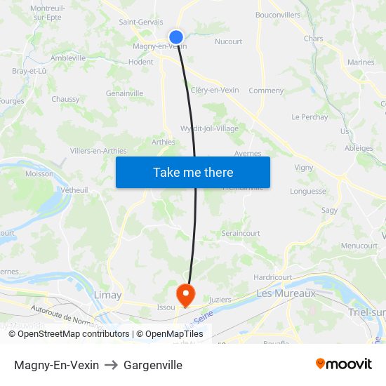 Magny-En-Vexin to Gargenville map