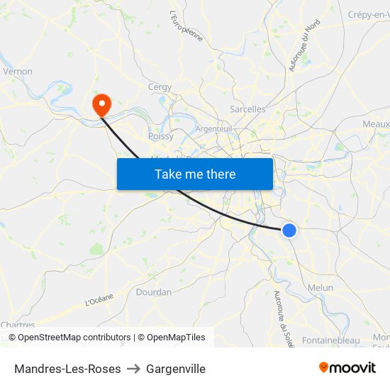 Mandres-Les-Roses to Gargenville map