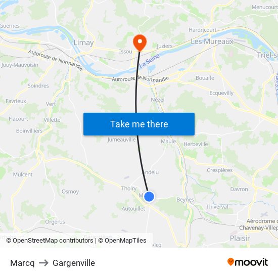 Marcq to Gargenville map