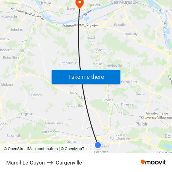 Mareil-Le-Guyon to Gargenville map