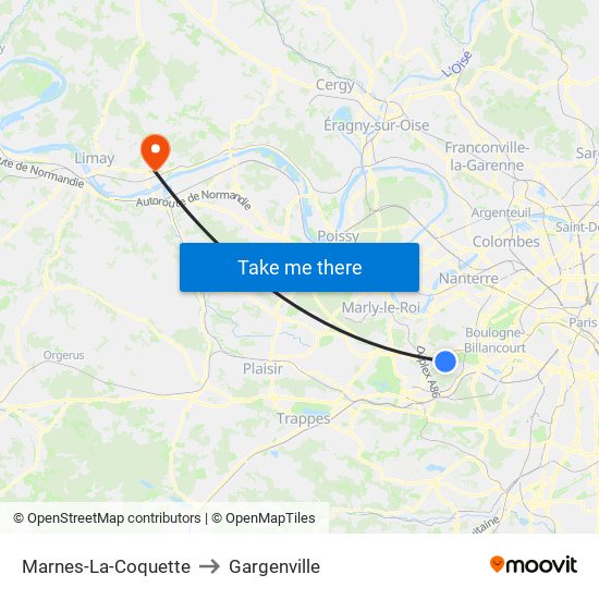 Marnes-La-Coquette to Gargenville map