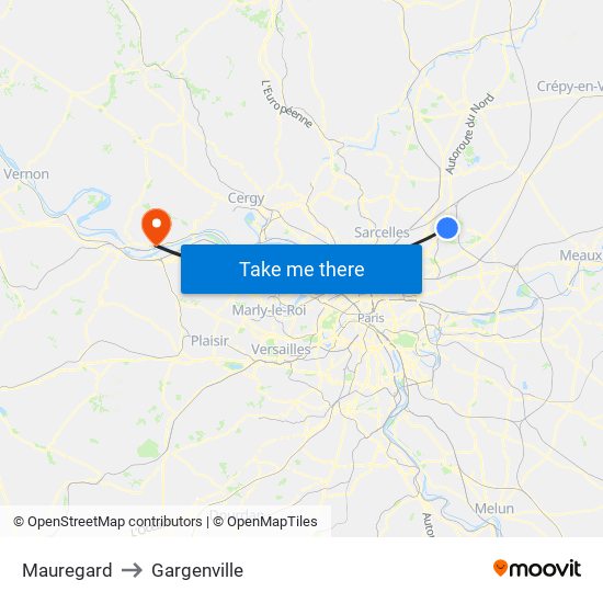 Mauregard to Gargenville map