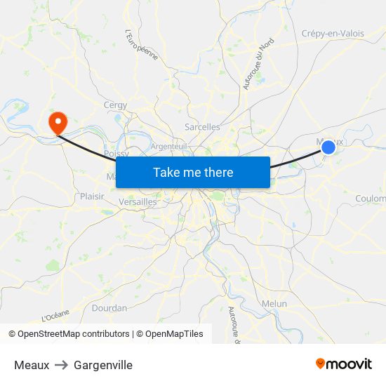 Meaux to Gargenville map