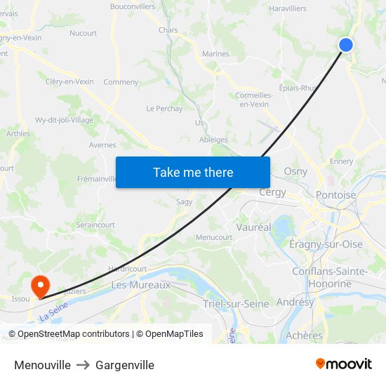 Menouville to Gargenville map