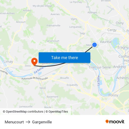 Menucourt to Gargenville map