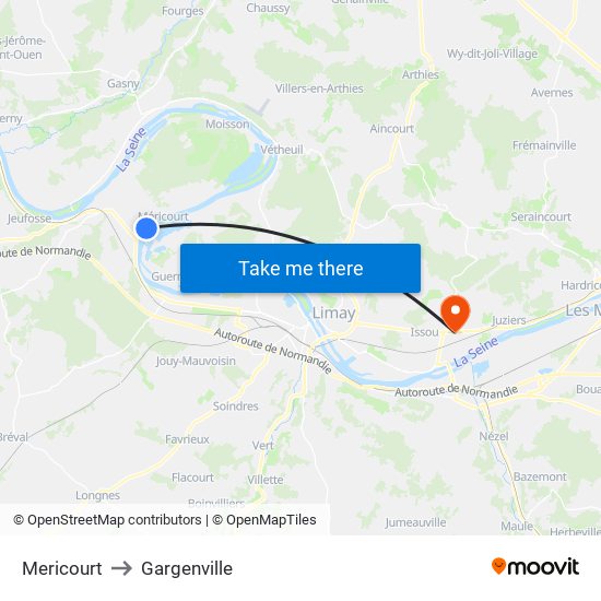 Mericourt to Gargenville map