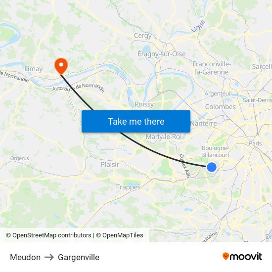 Meudon to Gargenville map