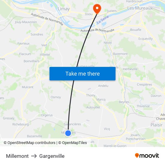 Millemont to Gargenville map