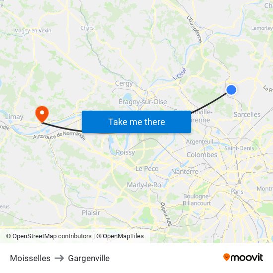 Moisselles to Gargenville map