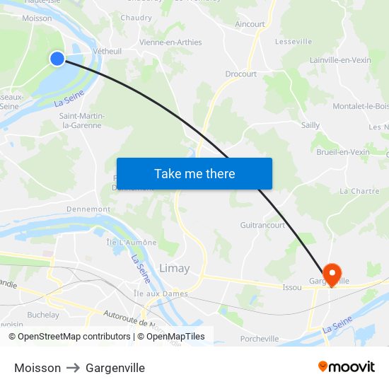 Moisson to Gargenville map
