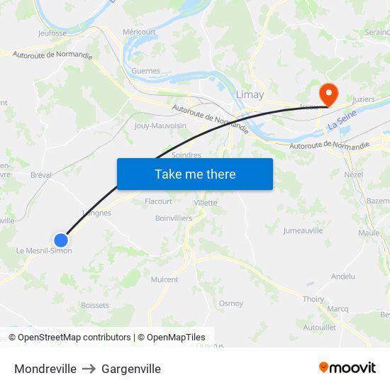 Mondreville to Gargenville map